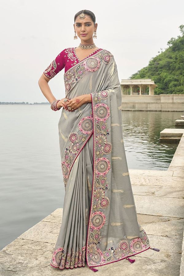 Picture of Flamboyant Viscose Tissue Silk Designer Saree for Engagement, Reception, and Party