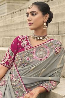 Picture of Flamboyant Viscose Tissue Silk Designer Saree for Engagement, Reception, and Party