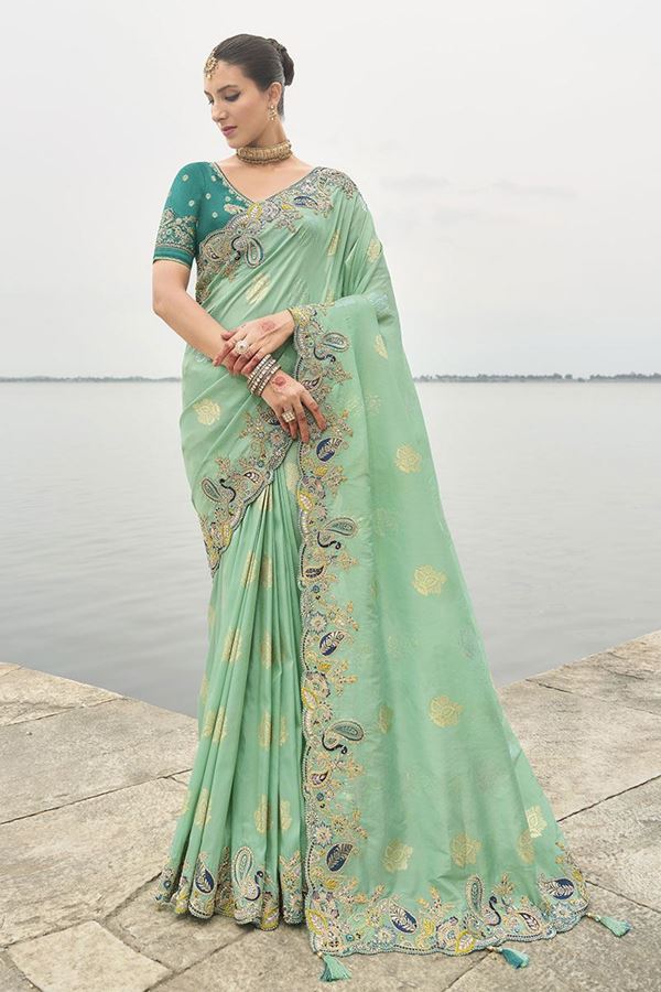 Picture of Surreal Viscose Tissue Silk Designer Saree for Reception, Engagement, Party, Festivals