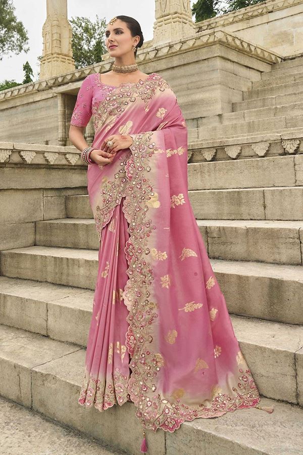 Picture of Aesthetic Viscose Tissue Silk Designer Saree for Engagement, Reception, and Festivals