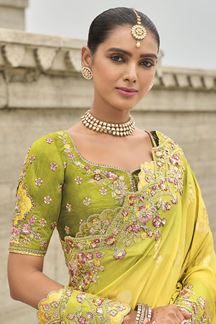 Picture of Enticing Viscose Tissue Silk Designer Saree for Haldi, Party, Festivals