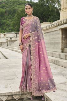 Picture of Delightful Viscose Tissue Silk Designer Saree for Engagement, Reception, Party, and Festivals