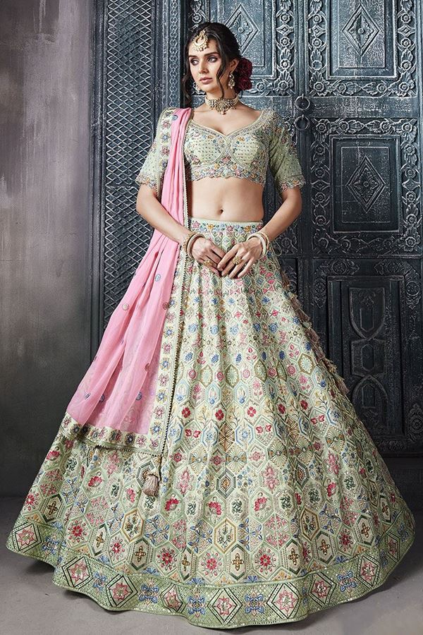 Picture of AmazingPista Green Designer Wedding Lehenga Choli for Engagement and Reception