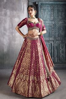 Picture of AestheticDark Magenta Designer Bridal Lehenga Choli for Wedding and Reception