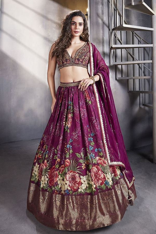 Picture of CharmingMagenta Designer Indo-Western Lehenga Choli for Engagement and Reception