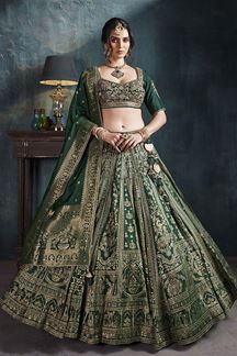 Picture of GorgeousDark Green Designer Bridal Lehenga Choli for Mehendi, Wedding, and Reception