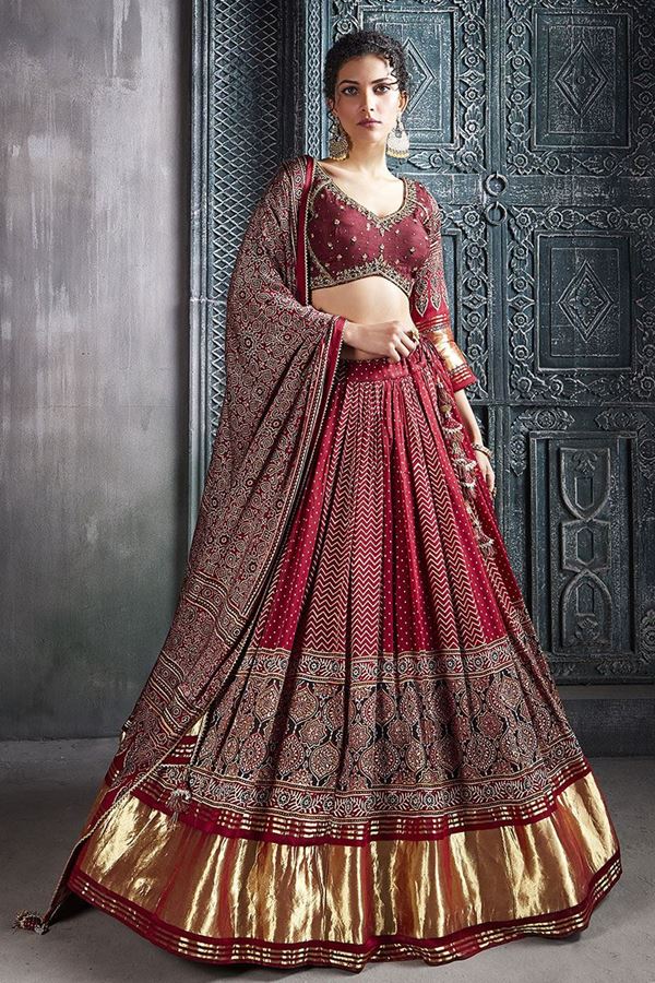 Picture of MagnificentMaroon Designer Wedding Lehenga Choli for Wedding and Reception