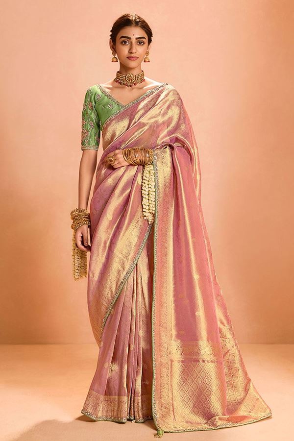 Picture of Spectacular Tissue Silk Designer Saree for Engagement, Reception, Festivals and Party