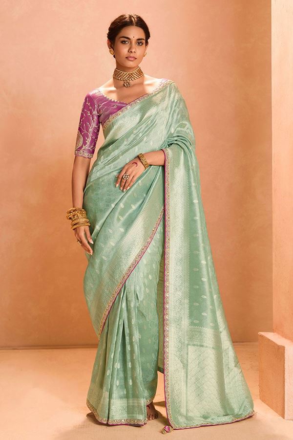 Picture of Fascinating Tissue Silk Designer Saree for Engagement, Sangeet, Reception, Festivals and Party