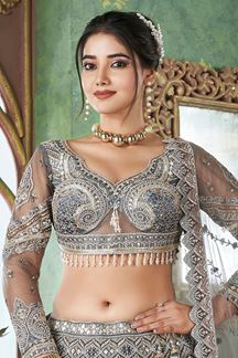 Picture of Captivating Premium Net Designer Wedding Lehenga Choli for Engagement, Wedding, and Reception