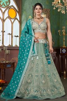 Picture of Enticing Premium Jacquard Designer Indo-Western Lehenga Choli for Engagement, Wedding, and Reception