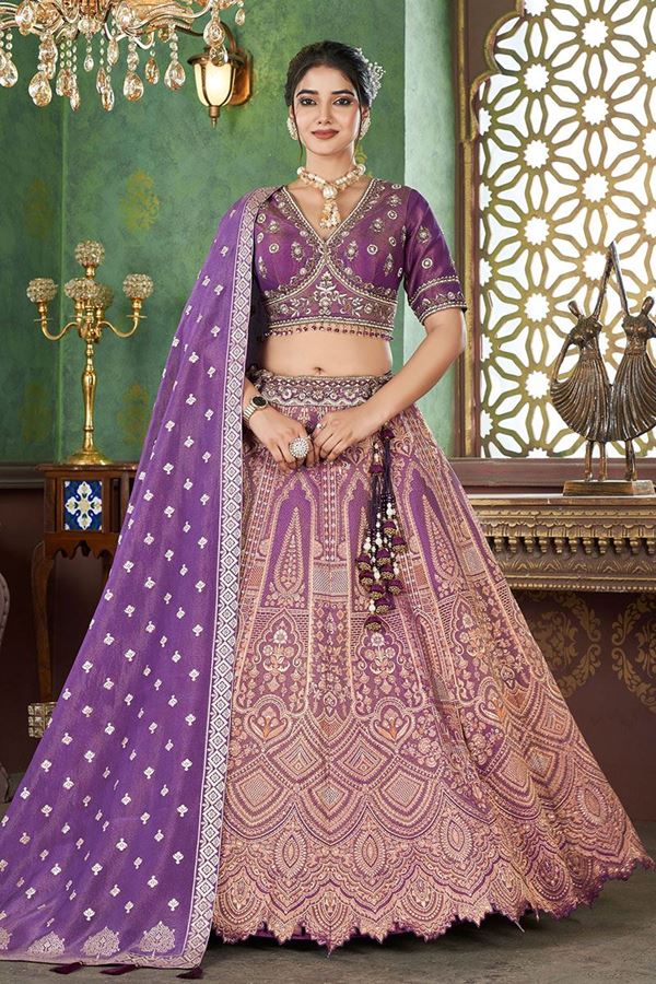 Picture of Delightful Premium Jacquard Designer Bridal Lehenga Choli for Wedding and Reception