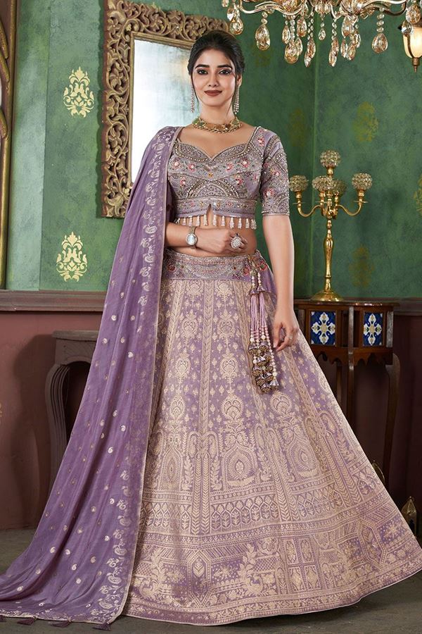 Picture of Lovely Premium Jacquard Designer Bridal Lehenga Choli for Engagement and Reception