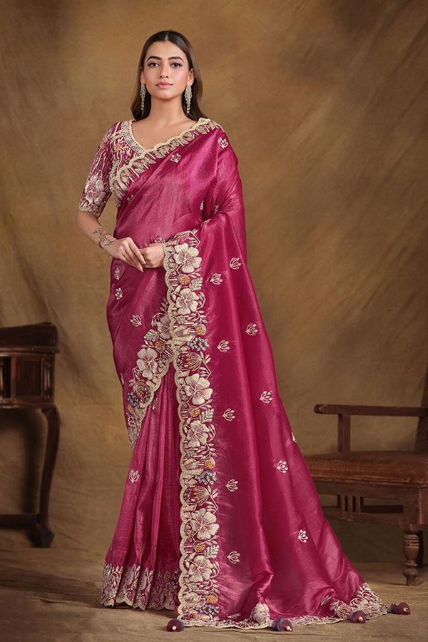 Picture of Glamorous Crush Paper Silk Designer Saree for Party and Sangeet