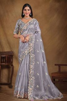 Picture of Beautiful Pure Organza Silk Designer Saree for Reception, Party and Sangeet