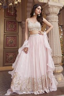 Picture of Marvelous Organza Designer Indo-Western Lehenga Choli for Engagement and Reception