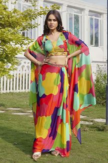 Picture of Appealing Multi Georgette Designer Indo-Western Outfit for Party