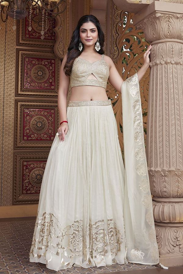 Picture of Splendid Georgette Designer Indo-Western Lehenga Choli for Sangeet and Reception