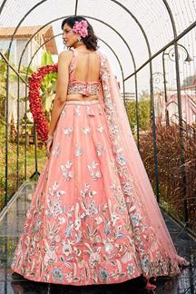 Picture of  Outstanding Net Designer Indo-Western Lehenga Choli for Engagement and Reception