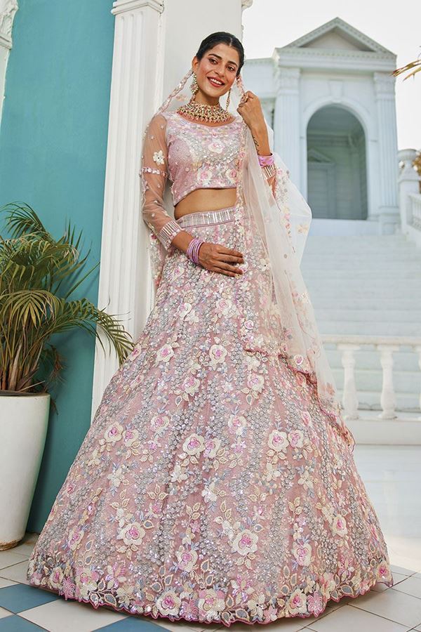 Picture of  Flamboyant Net Designer Indo-Western Lehenga Choli for Engagement and Reception