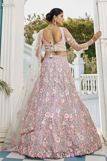 Picture of  Flamboyant Net Designer Indo-Western Lehenga Choli for Engagement and Reception