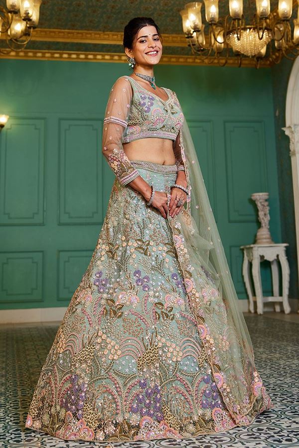 Picture of  Royal Net Designer Indo-Western Lehenga Choli for Engagement and Reception