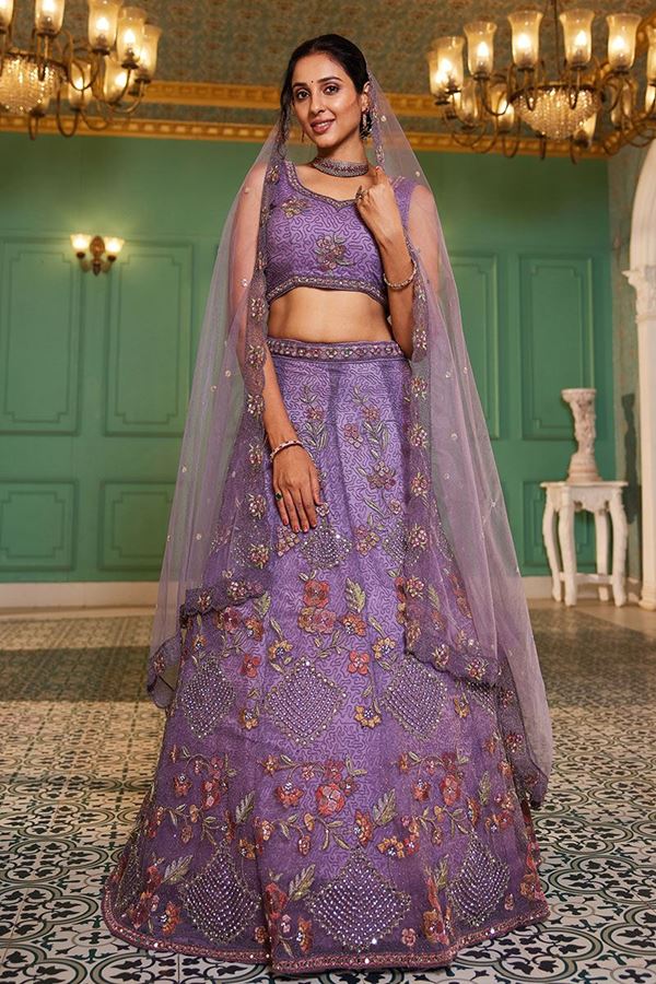 Picture of  Trendy Net Designer Indo-Western Lehenga Choli for Engagement and Reception