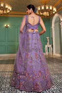 Picture of  Trendy Net Designer Indo-Western Lehenga Choli for Engagement and Reception