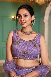 Picture of  Trendy Net Designer Indo-Western Lehenga Choli for Engagement and Reception