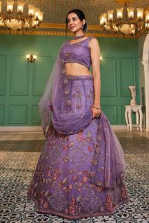 Picture of  Trendy Net Designer Indo-Western Lehenga Choli for Engagement and Reception