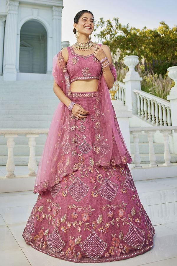 Picture of  Divine Net Designer Indo-Western Lehenga Choli for Engagement and Reception