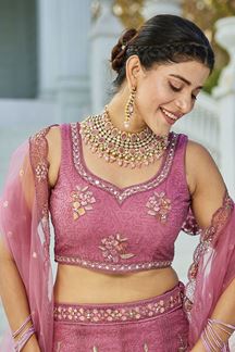 Picture of  Divine Net Designer Indo-Western Lehenga Choli for Engagement and Reception