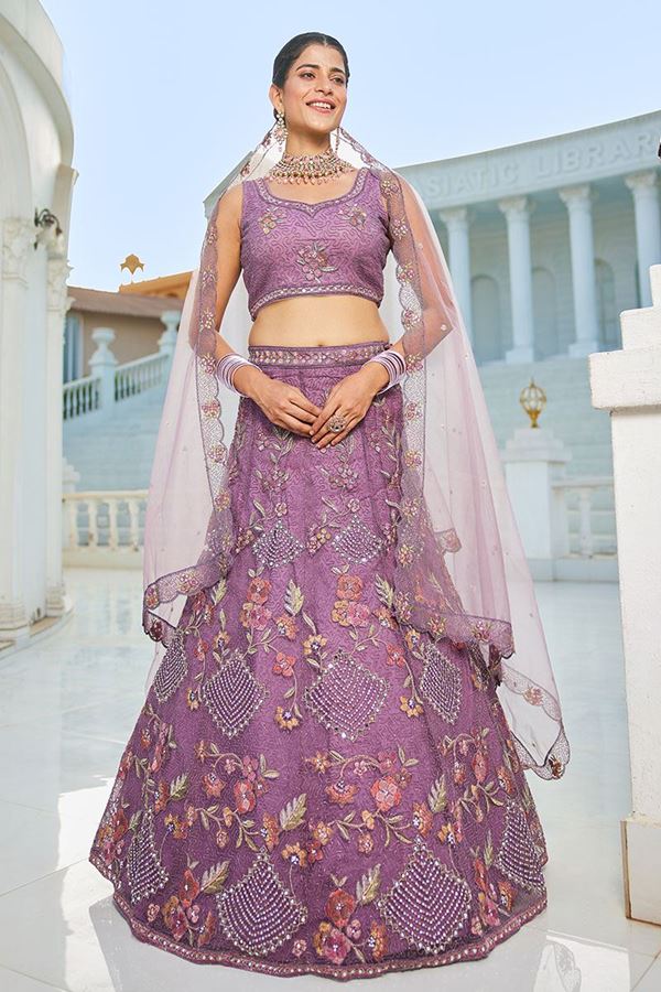 Picture of  Gorgeous Net Designer Indo-Western Lehenga Choli for Engagement and Reception