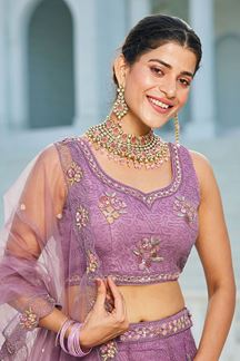 Picture of  Gorgeous Net Designer Indo-Western Lehenga Choli for Engagement and Reception