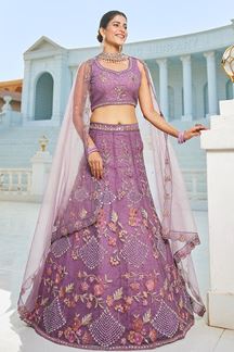 Picture of  Gorgeous Net Designer Indo-Western Lehenga Choli for Engagement and Reception