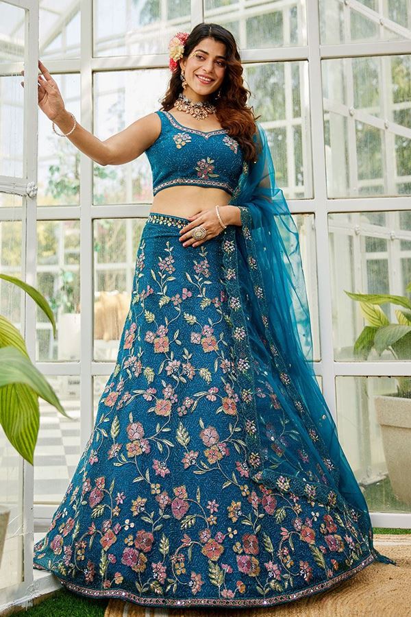 Picture of  Heavenly Net Designer Indo-Western Lehenga Choli for Engagement and Reception