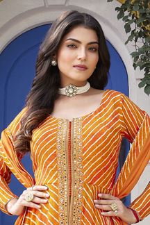 Picture of  Spectacular Orange Georgette Designer Palazzo Suit for Party and Sangeet