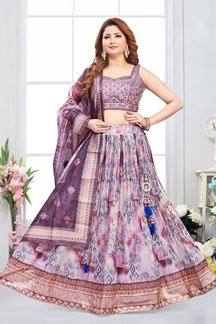 Picture of EnticingPurple Designer Indo-Western Lehenga Choli for Sangeet and Party