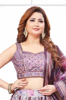 Picture of EnticingPurple Designer Indo-Western Lehenga Choli for Sangeet and Party