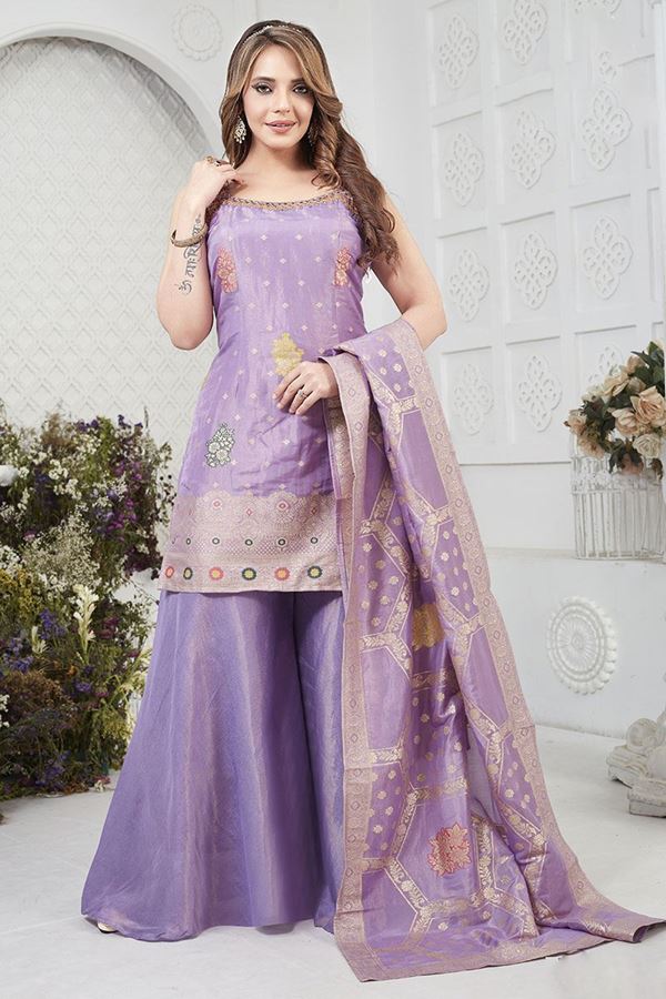 Picture of EthnicLavender Designer Palazzo Suit for Party, Sangeet, Engagement, and Festivals