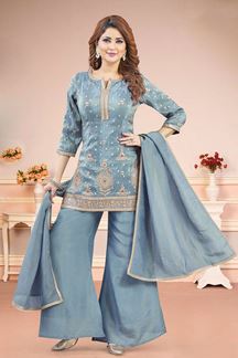 Picture of  Smashing Light Blue Designer Palazzo Suit for Engagement, Party, and Festivals