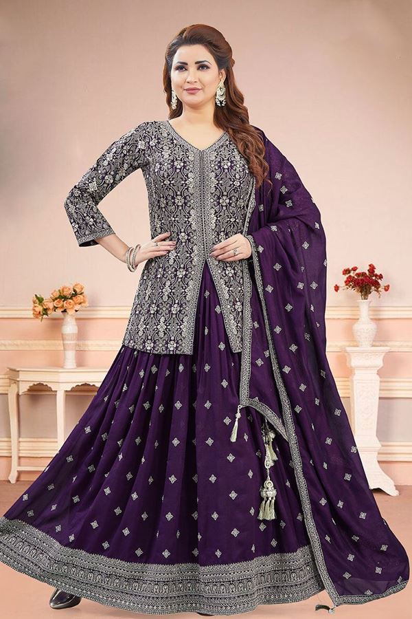 Picture of  Ethnic Violet Designer Wedding Lehenga Choli for Wedding and Reception