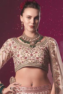 Picture of Exuberant Peach Designer Bridal Lehenga Choli for Wedding and Reception