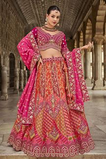 Picture of Breathtaking Multi Designer Bridal Lehenga Choli for Wedding and Reception