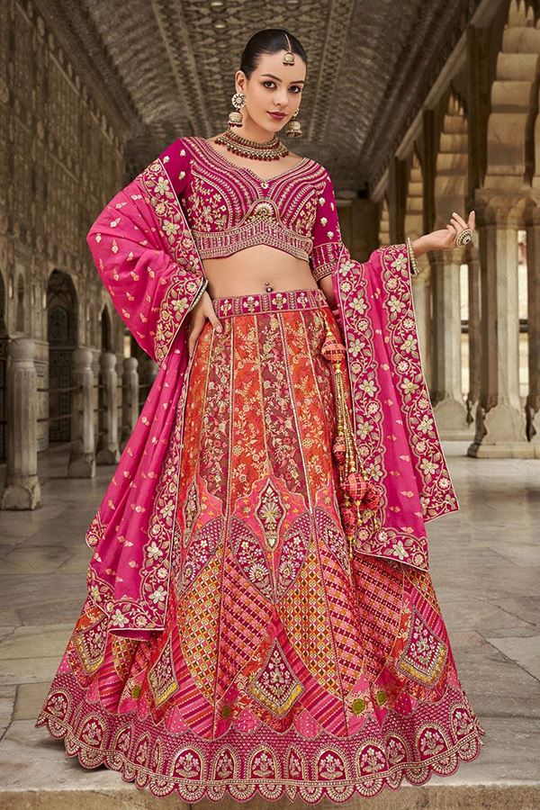 Picture of Breathtaking Multi Designer Bridal Lehenga Choli for Wedding and Reception