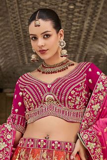 Picture of Breathtaking Multi Designer Bridal Lehenga Choli for Wedding and Reception