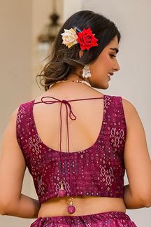 Picture of Creative Wine Designer Indo-western Lehenga Choli for Party and Reception