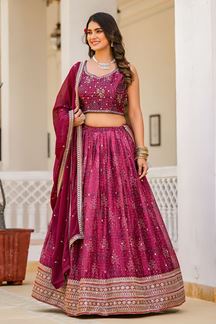 Picture of Creative Wine Designer Indo-western Lehenga Choli for Party and Reception