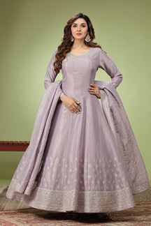 Picture of Lovely Lavender Dola Silk Designer Anarkali Suit for Engagement, Party and Sangeet