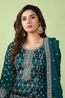 Picture of Stunning Green Designer Palazzo Suit for Mehendi, Party and Festivals